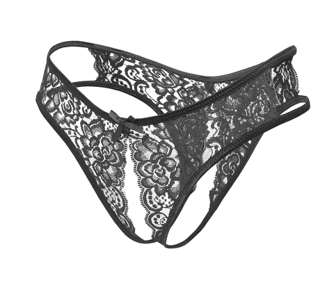 Full Lace Crotchless Lace Panties Black by Love In Leather - G-Strings, Panties and Shorts