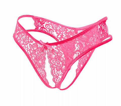 Full Lace Crotchless Lace Panties Hot Pink - G-Strings, Panties and Shorts