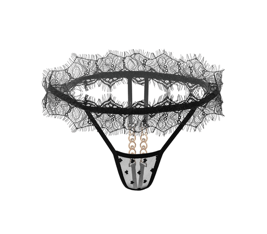 Love In Leather Sexy Crotchless Panties OS