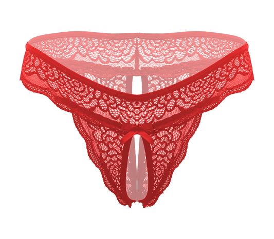 Love In Leather Sexy Crotchless Panties Red