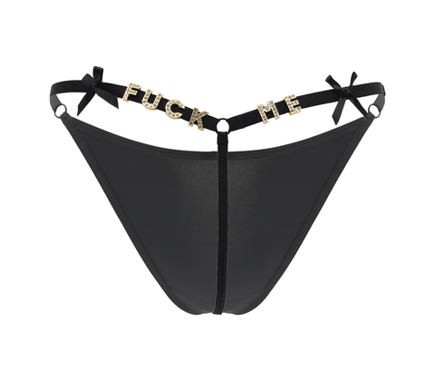 Fuck Me Printed G-String Panty by Love In Leather - G-Strings, Panties and Shorts