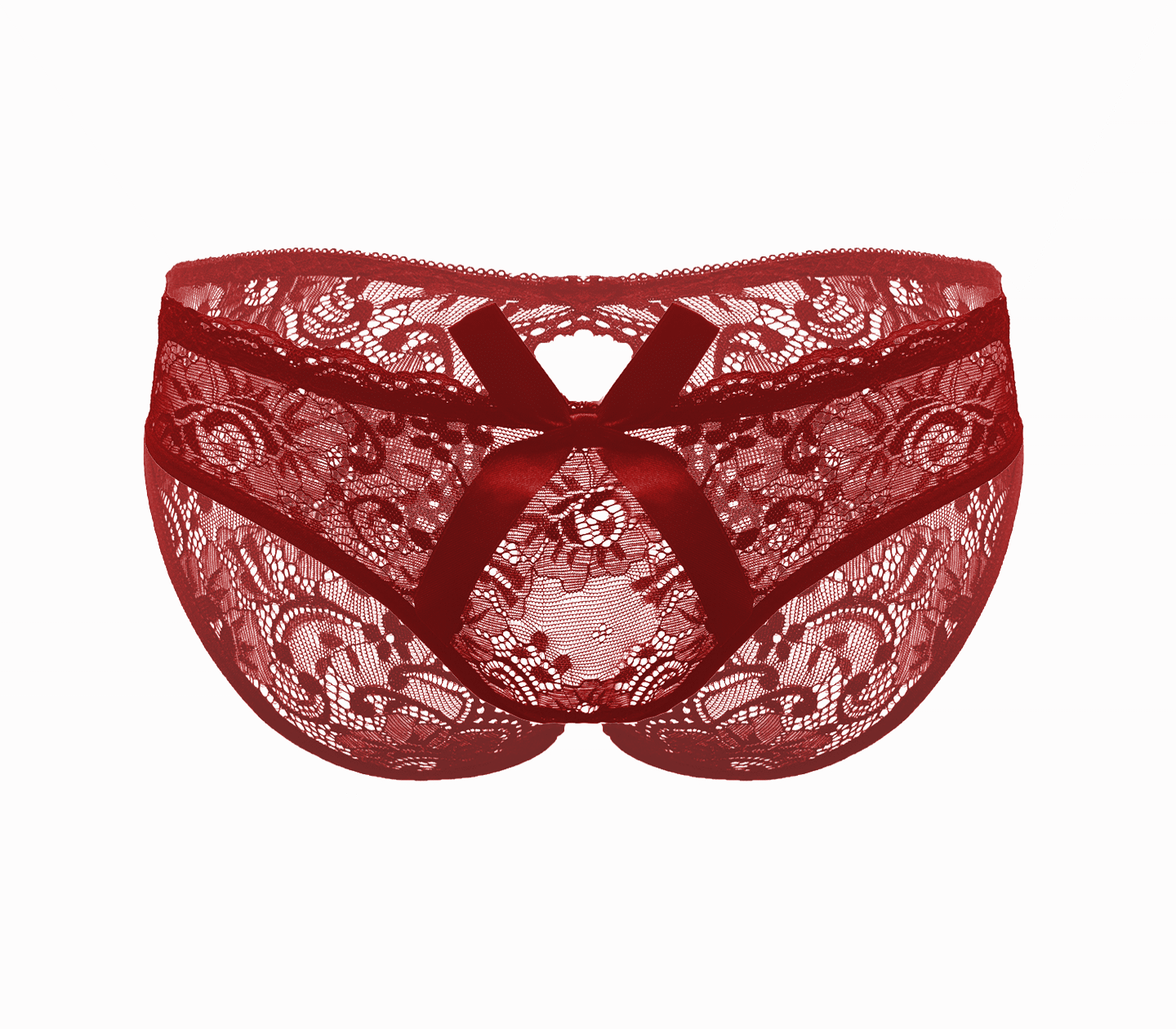 Love In Leather Sexy Womens Full Lace Crotchless Panties - G-Strings, Panties and Shorts