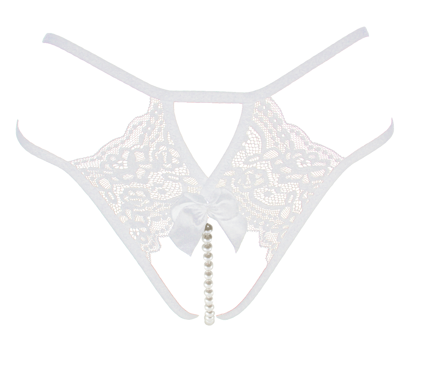 Love In Leather Crotchless Lace and Pearl Panties - G-Strings, Panties and Shorts