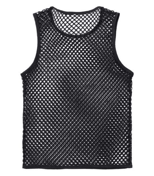 Love In Leather Mens Mesh Singlet with Black Binding