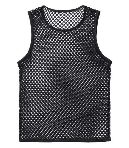 Mens Mesh Singlet With Black Binding by Love In Leather - Mens Briefs And Boxers