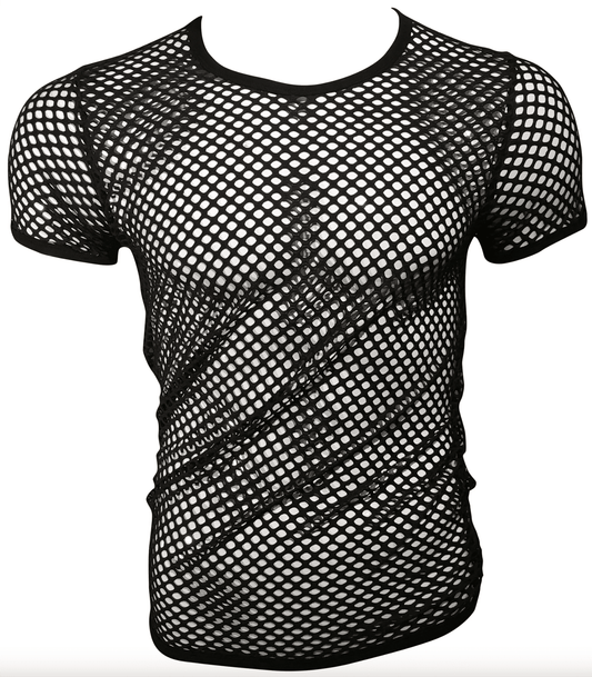 Love In Leather Mens Mesh Shirt with Black Binding