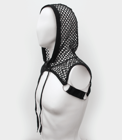Mens Cropped Mesh Top With Hood by Love In Leather - His Fetish