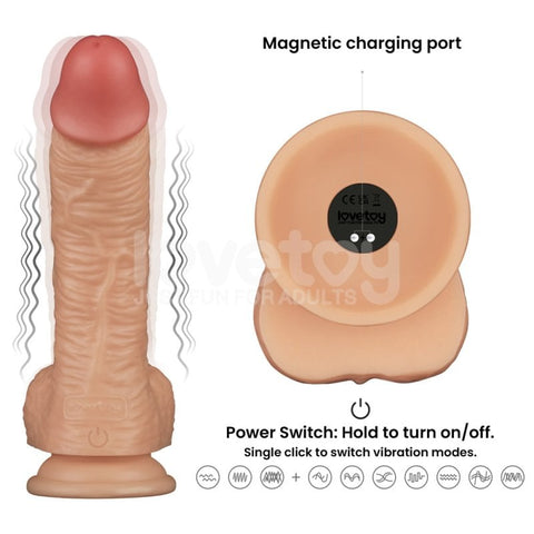 8.5" Vibrating Power Basics Cock Vibrating Dildo - Vibrating Dildos