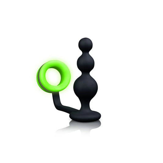 Radiant Pleasure - Ouch! Glow-in-Dark Beads Butt Plug with Cock Ring