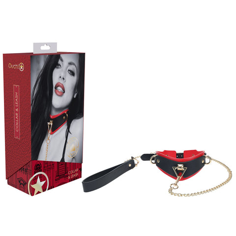 Luxurious Leather Fetish Collar & Leash by Shots Toys - Bondage Kits