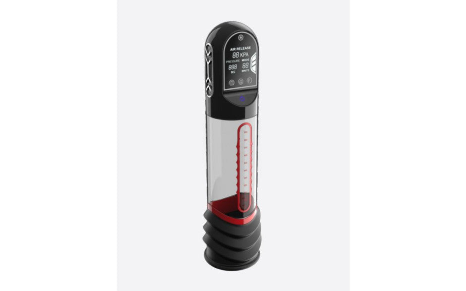 ISP90 Curve Infrared Automatic LCD Penis Pump Red - Penis Pumps And Stretchers