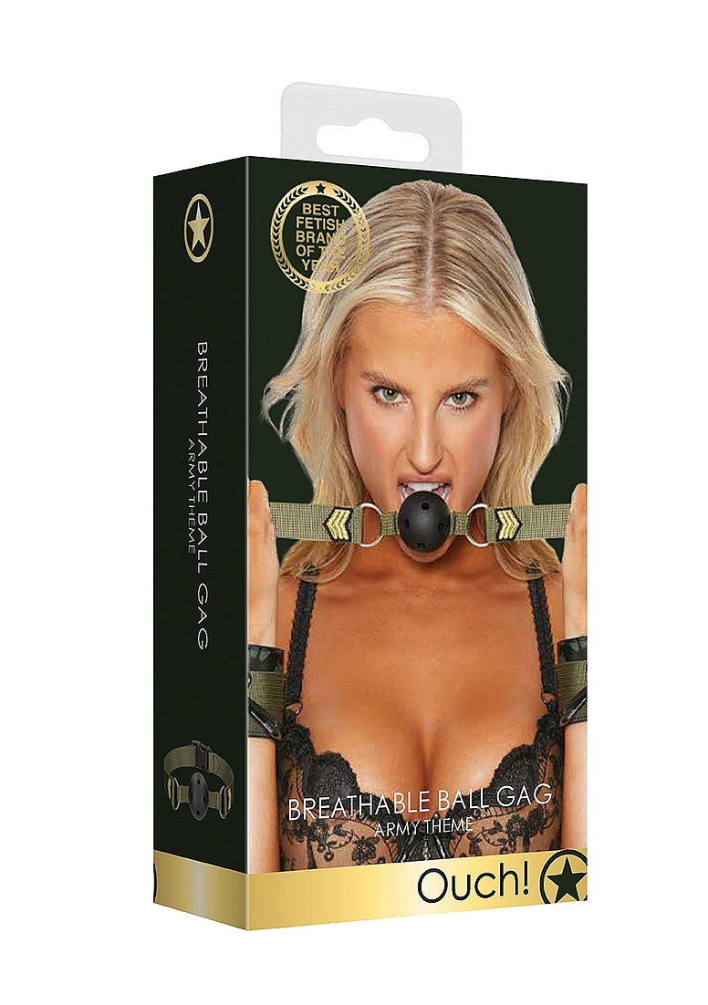 Shots Toys Army Theme Breathable BDSM Ball Gag - Bondage Gags and Bits
