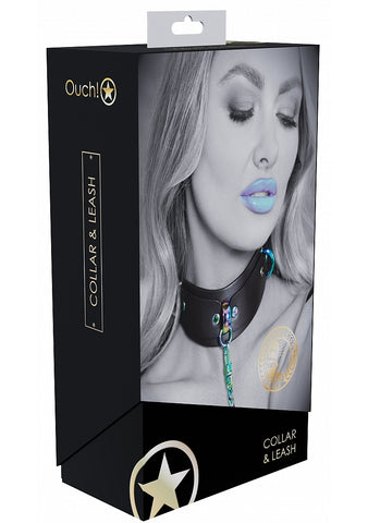 Ouch! Venice Collection BDSM Collar with Leash - Collars and Leads