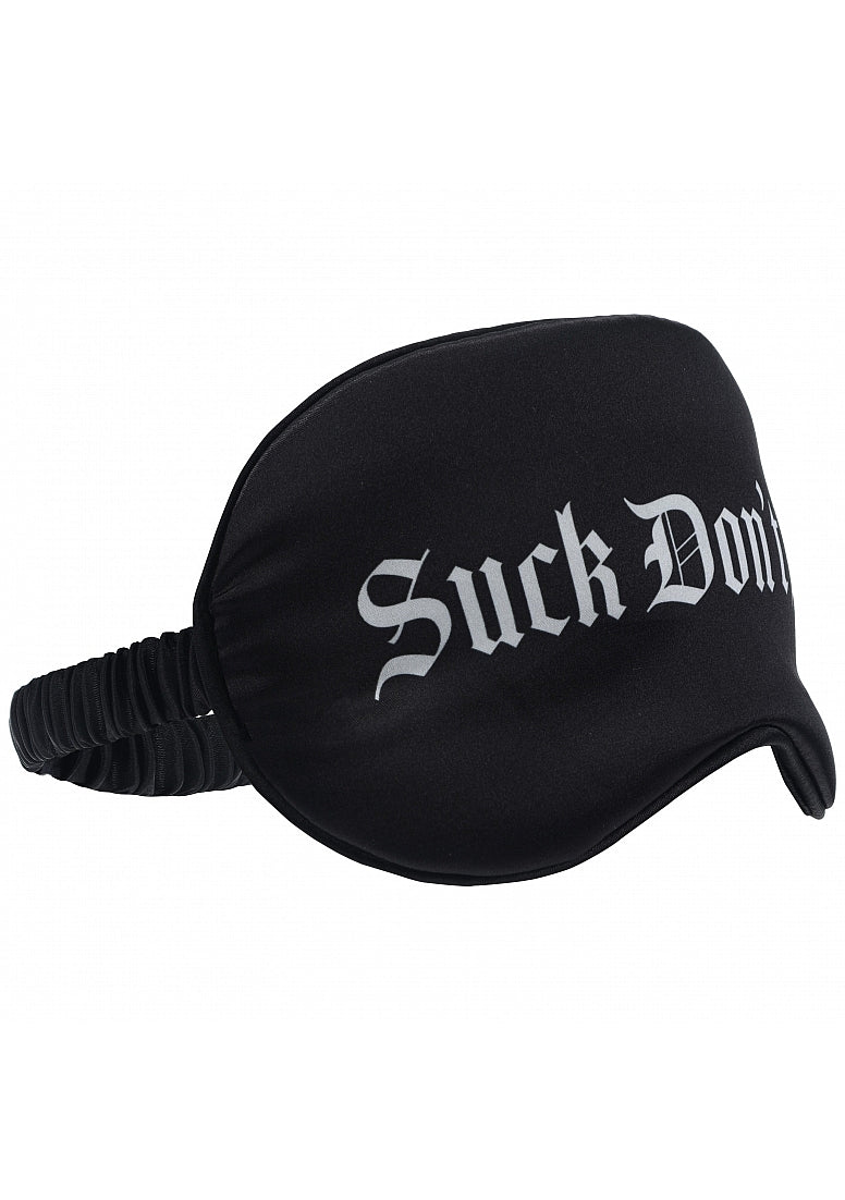 Shots Toys OUCH! Suck Don't Bite Printed Satin BDSM Mask - Masks And Blindfolds