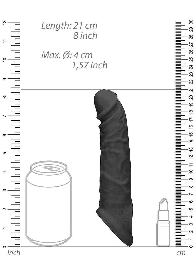 Shots REALROCK 8 Inch Realistic Penis Extender with Rings - Penis Sleeves and Extenders