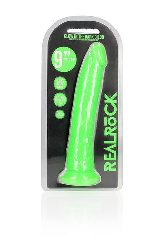 9 Inch Slim Glow in the Dark Neon Dildo by Shots Toys - Realistic Dildos