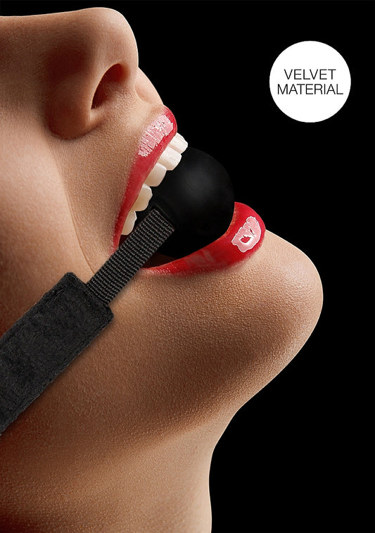 Velvet and Velcro Adjustable Silicone Ball Gag - Bondage Gags and Bits