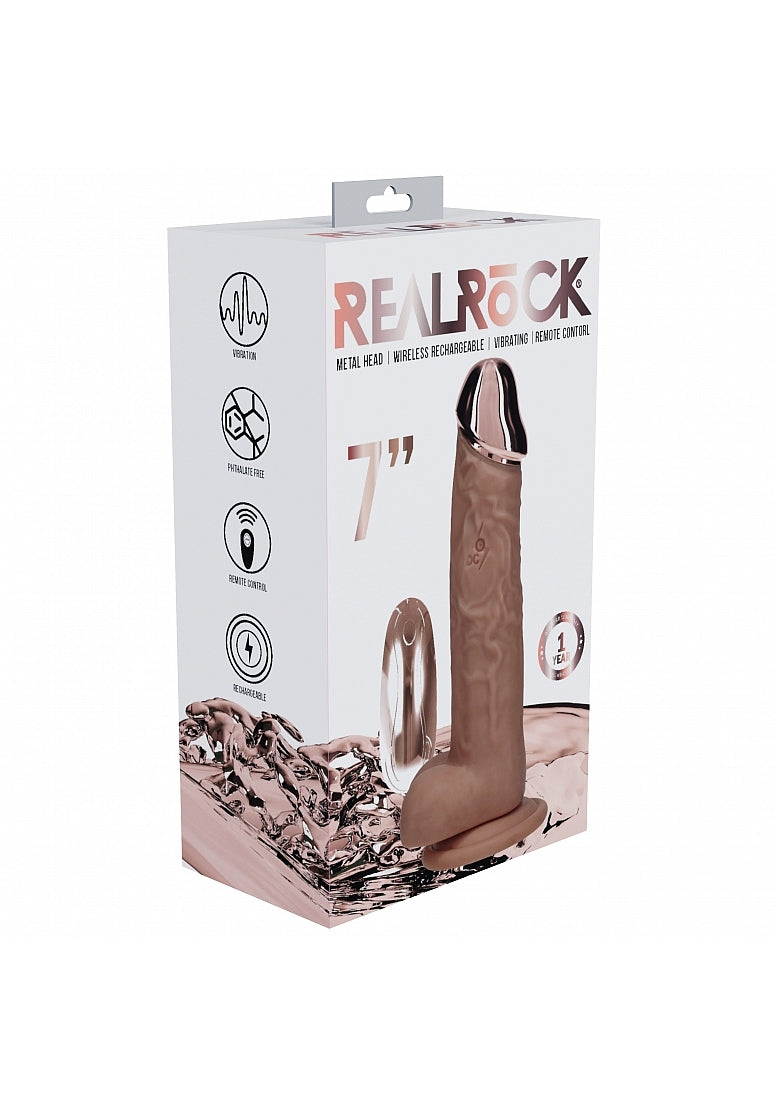 Shots REALROCK Metal Head 7 Inch Realistic Vibrating Dildo - Vibrating Dildos