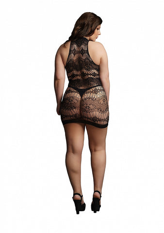 High Criss Cross Key Hole Neck Dress by Shots Toys - Body Stockings