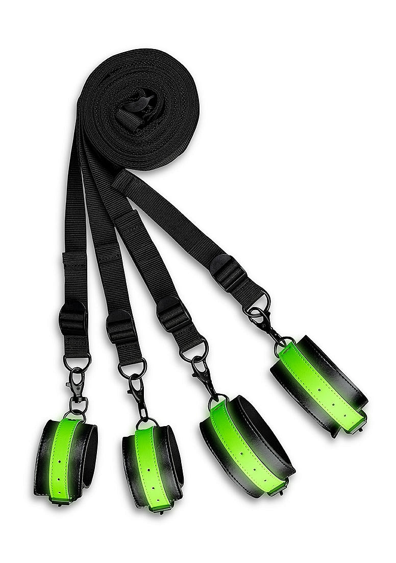 Shots Toys Bed Bindings Restraint Kit Glow in the Dark - Bondage Kits