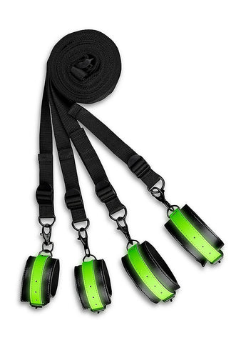 Bed Bindings Restraint Kit Glow in the Dark by Shots Toys - Bondage Kits