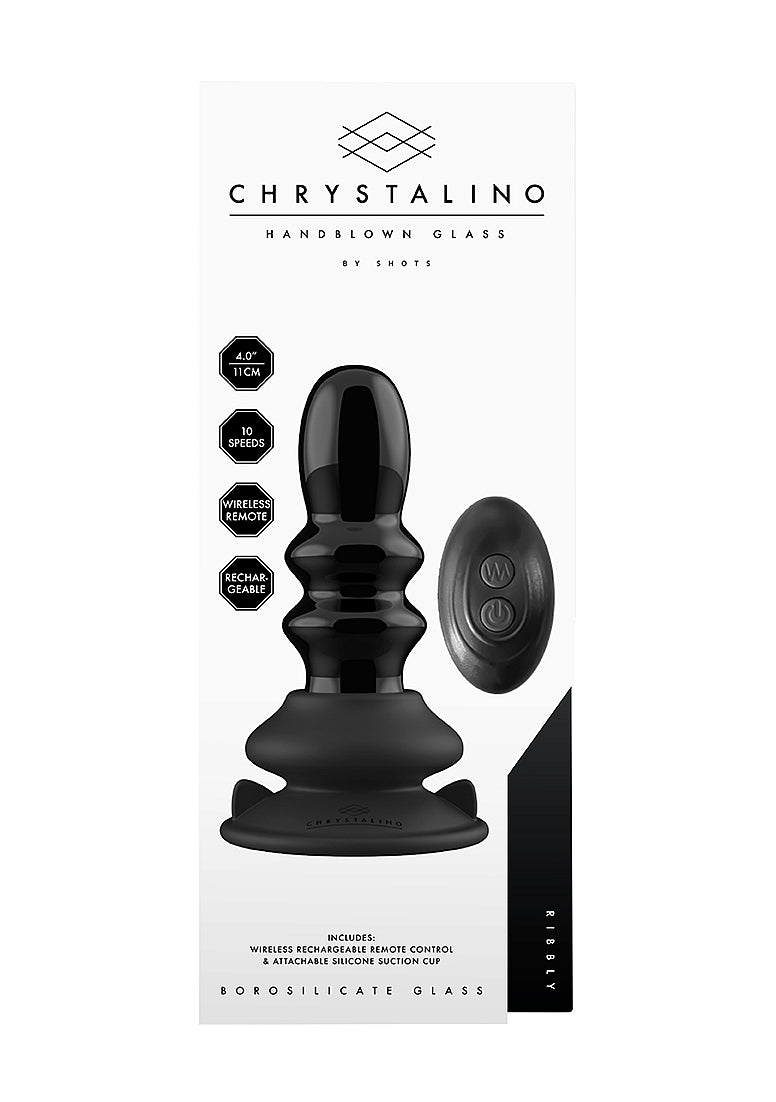Shots Ribbly Remot Control Rechargeable Glass Vibrator - Glass Sex Toys