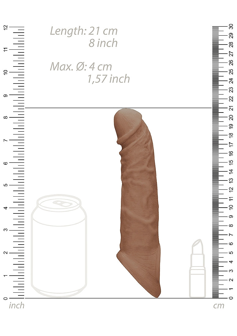 Shots REALROCK 8 Inch Realistic Penis Extender with Rings - Penis Sleeves and Extenders