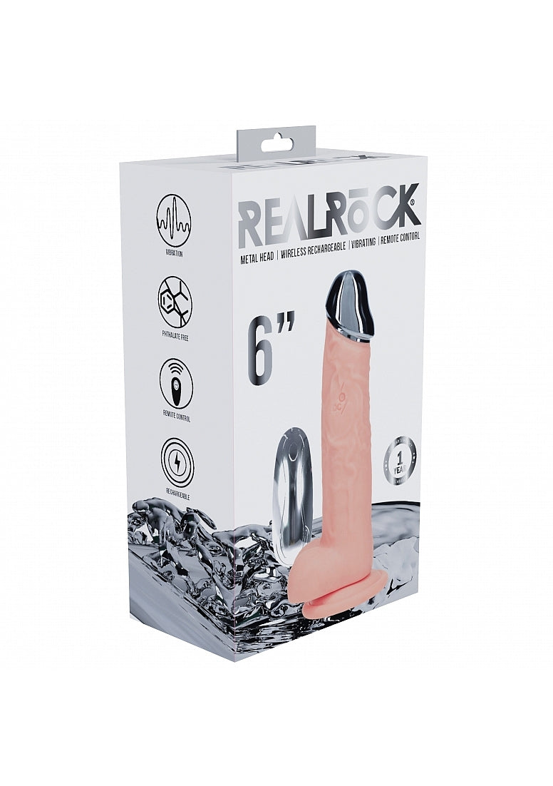 Shots REALROCK Metal Head 6 Inch Realistic Vibrating Dildo - Vibrating Dildos