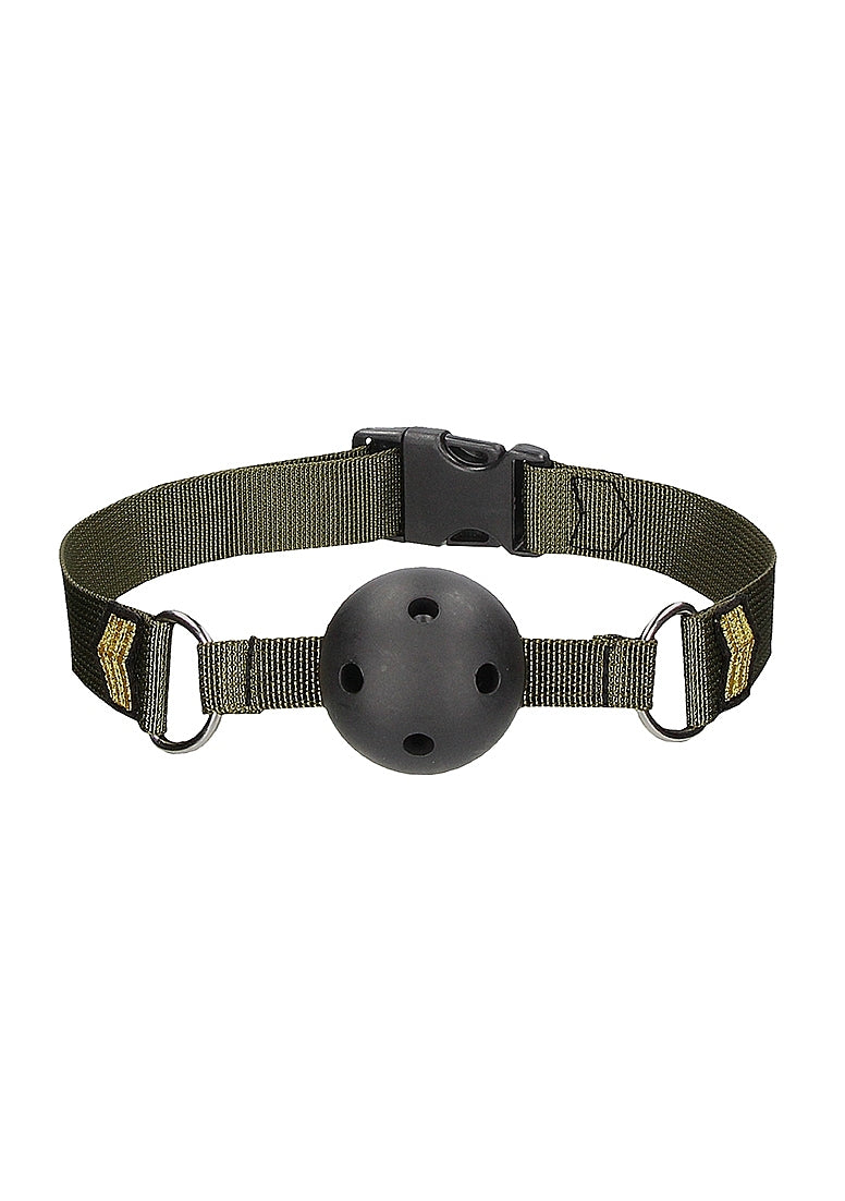 Shots Toys Army Theme Breathable BDSM Ball Gag - Bondage Gags and Bits