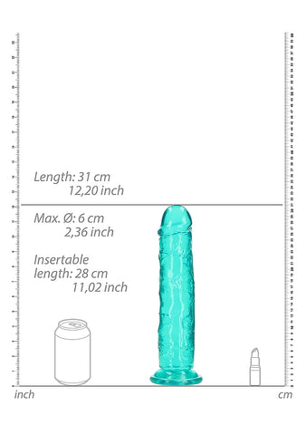 REALROCK Straight Dildo 11'' Dong Turquoise by Shots Toys - Realistic Dildos