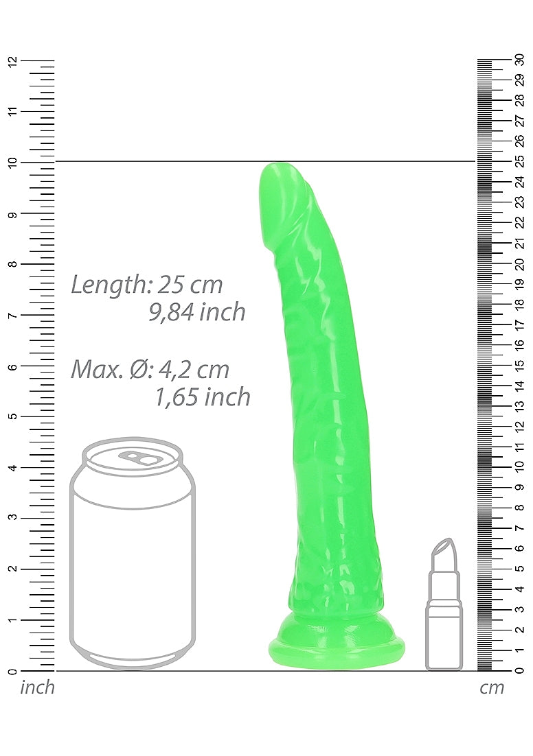 Shots Toys 9 Inch Slim Glow in the Dark Neon Dildo - Realistic Dildos