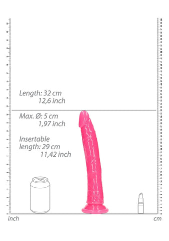 REALROCK Glow in the Dark Neon Glow in 11'' Dong Dark Pink - Realistic Dildos