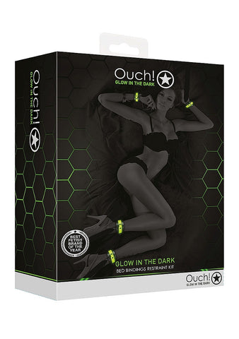 Bed Bindings Restraint Kit Glow in the Dark by Shots Toys - Bondage Kits