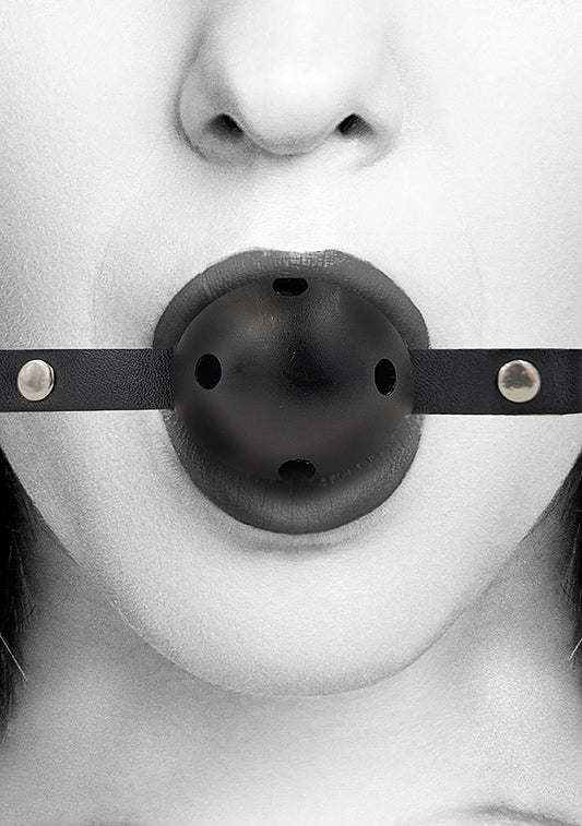 Breathable BDSM Ball Gag With Bonded Leather Straps - Bondage Gags and Bits