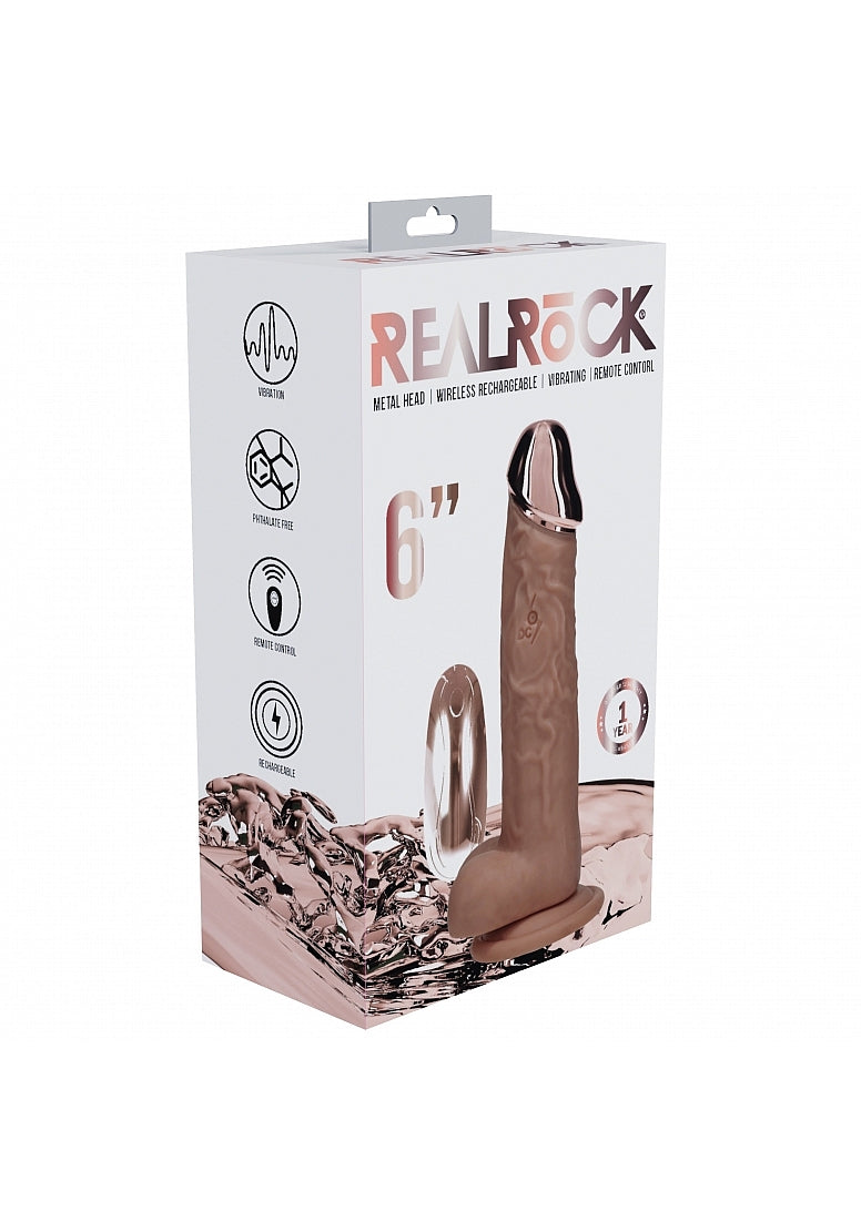 Shots REALROCK Metal Head 6 Inch Realistic Vibrating Dildo - Vibrating Dildos