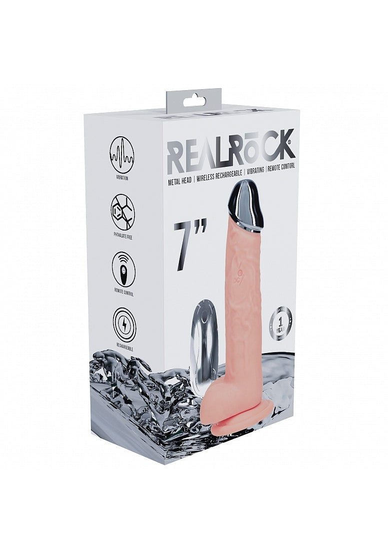 Shots REALROCK Metal Head 7 Inch Realistic Vibrating Dildo - Vibrating Dildos