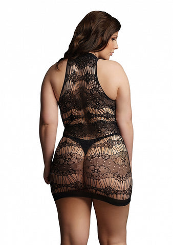 High Criss Cross Key Hole Neck Dress by Shots Toys - Body Stockings