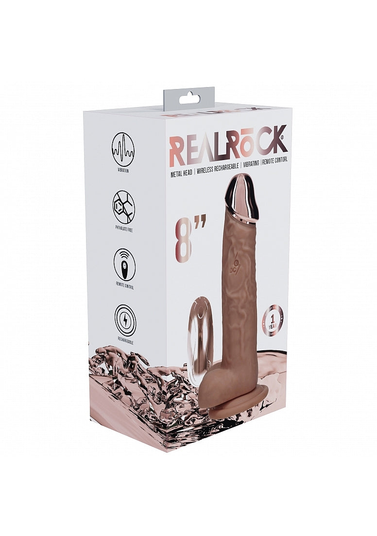 Shots REALROCK Metal Head 8 Inch Realistic Vibrating Dildo - Vibrating Dildos