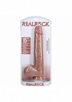 REALROCK Extra Dildo with Balls 15'' Extra Dong Black - Realistic Dildos