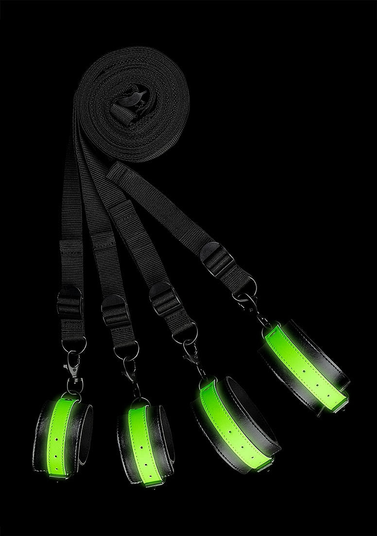 Shots Toys Bed Bindings Restraint Kit Glow in the Dark - Bondage Kits