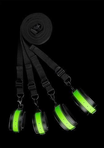 Bed Bindings Restraint Kit Glow in the Dark by Shots Toys - Bondage Kits