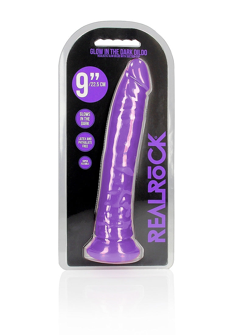 Shots Toys 9 Inch Slim Glow in the Dark Neon Dildo - Realistic Dildos