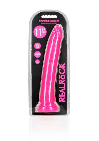 REALROCK Glow in the Dark Neon Glow in 11'' Dong Dark Pink - Realistic Dildos