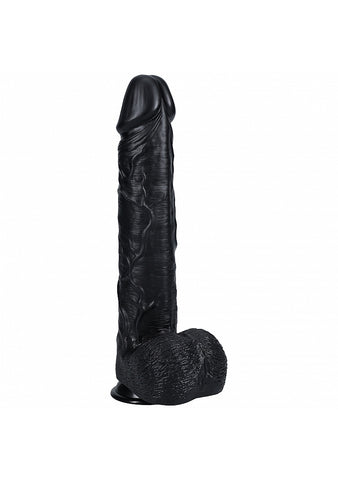 REALROCK Extra Dildo with Balls 15'' Extra Dong Black - Realistic Dildos