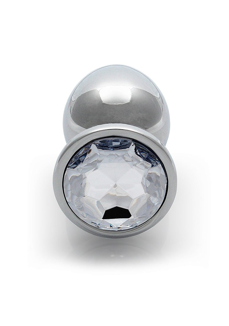 Shots Toys Round Gem Metal Surface Butt Plug Large - Butt Plugs