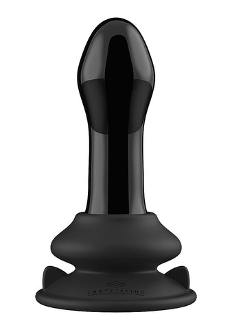 Pluggy Suction Cup 10 Functions Glass Vibrator - Glass Sex Toys