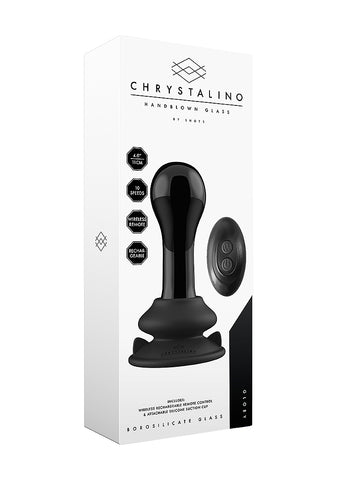 Globy Suction Cup Rechargeable Glass Remote Vibrator - Glass Sex Toys