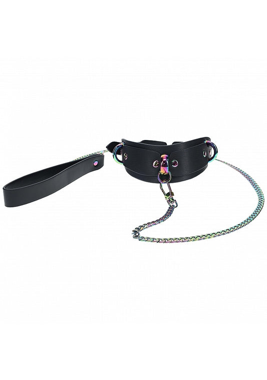 Ouch! Venice Collection BDSM Collar with Leash - Collars and Leads