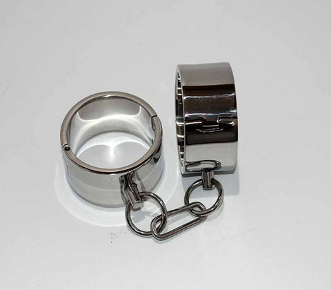 Steel Lust Cuffs with Chain by Hell's Couture - Cuffs And Restraints