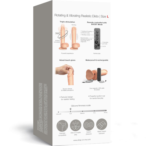 STRAP-ON-ME Rotating and Vibrating Realistic Dildo Large - Vibrating Dildos
